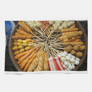 streetfood from a asian market kitchen towel