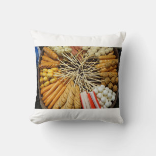 streetfood from a asian market throw pillow