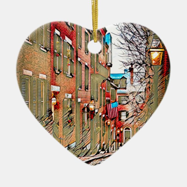 Streets of Boston Ceramic Ornament (Front)