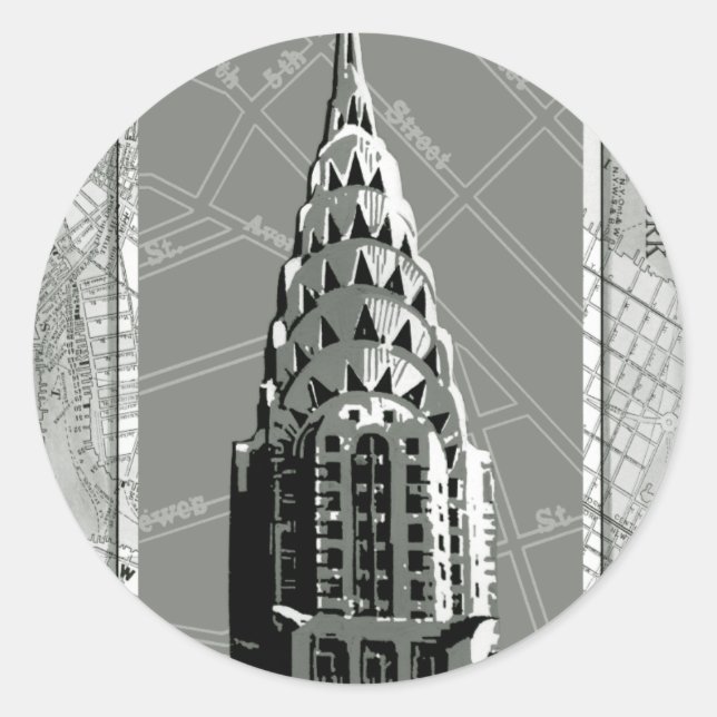 Streets of New York with Empire State Building Classic Round Sticker (Front)