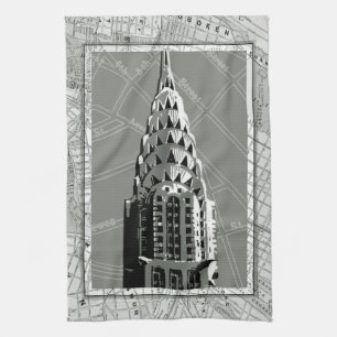 Streets of New York with Empire State Building Kitchen Towel