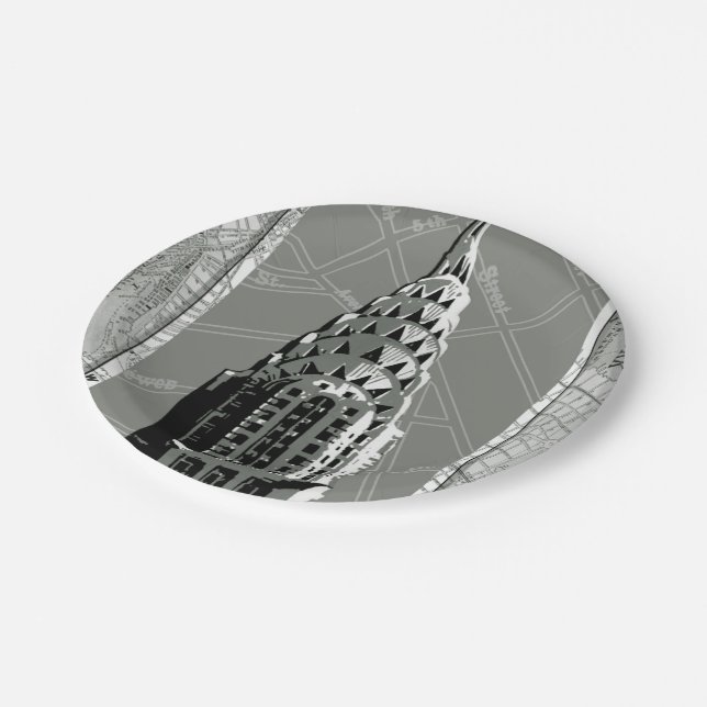Streets of New York with Empire State Building Paper Plate (Angled)