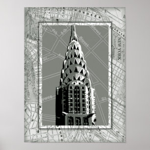 Streets of New York with Empire State Building Poster