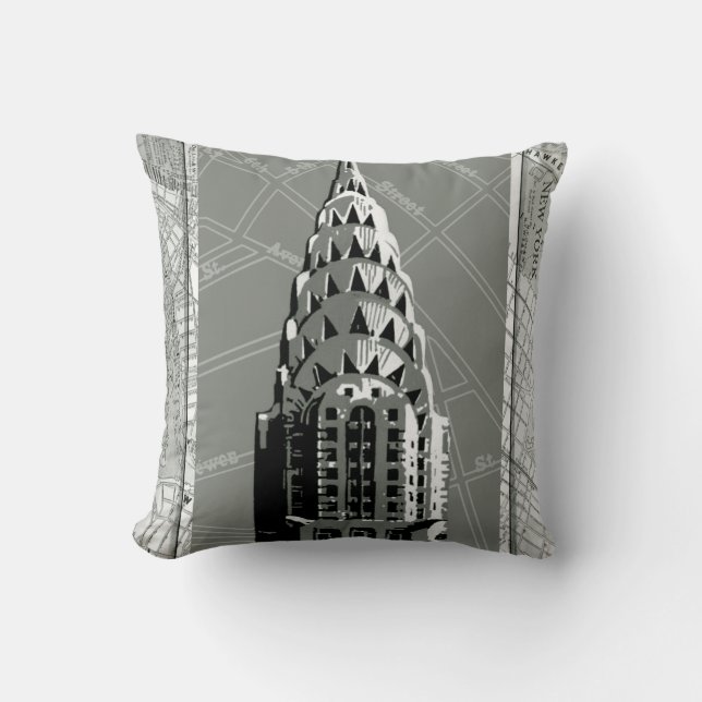 Streets of New York with Empire State Building Throw Pillow (Front)