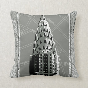 Streets of New York with Empire State Building Throw Pillow