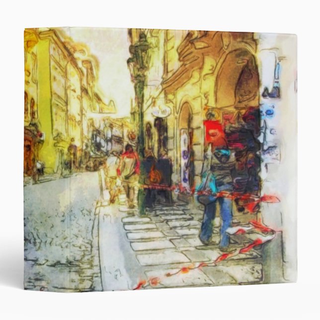 Streets of Old Prague watercolor Binder (Front/Spine)