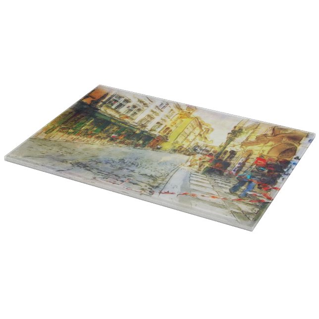 Streets of Old Prague watercolor Cutting Board (Corner)