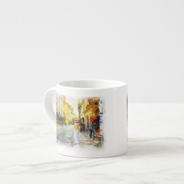Streets of Old Prague watercolor Espresso Cup (Front Left)