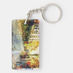 Streets of Old Prague watercolor Keychain