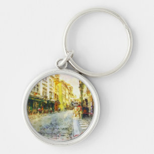 Streets of Old Prague watercolor Keychain