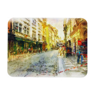 Streets of Old Prague watercolor Magnet