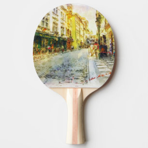 Streets of Old Prague watercolor Ping Pong Paddle
