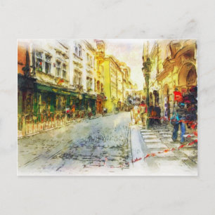 Streets of Old Prague watercolor Postcard