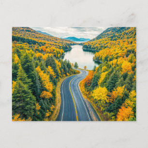 Streets Through Indian Summer Landscape with Lake Holiday Postcard