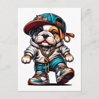 Streetwear Hip Hop Bulldog Postcard