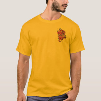 Streetwear Pink and Black Floral Dragon on T-Shirt