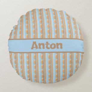 Streifenmuster blau braun grau round pillow