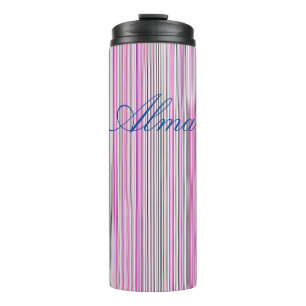 Streifenmuster rosa, weiß blau gestreift thermal tumbler