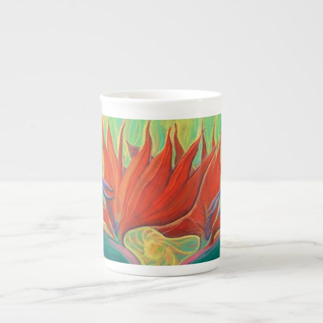 Strelitzia Bird of Paradise Tropical Flower Art Bone China Mug (Front)