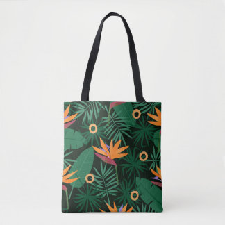 Strelitzia Flowers: Tropic Vintage Background Tote Bag