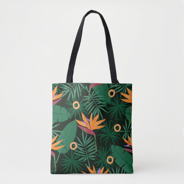 Strelitzia Flowers: Tropic Vintage Background Tote Bag (Front)