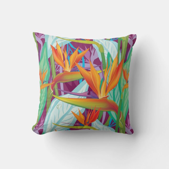 Strelitzia Pattern Throw Pillow (Front)