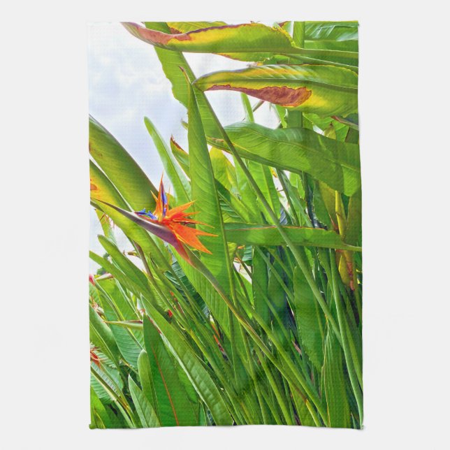 Strelitzia Reginae & Leaves Kitchen Towel (Vertical)