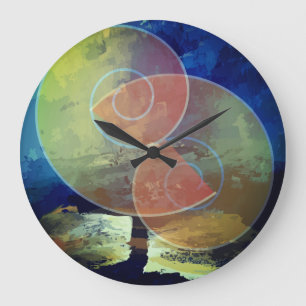 "Strenght" Orange,Blue & Yellow Abstract Art Clock
