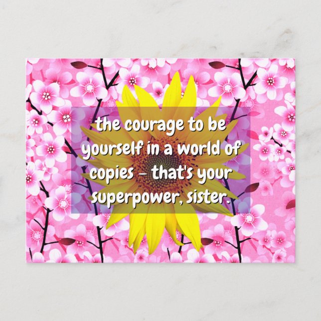 Strength and Courage Sister Quotes | Floral Postcard (Front)