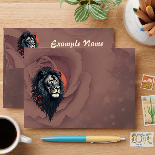 Strength and delicacy united, a black lion envelope (Desk)