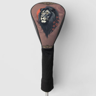 Strength and delicacy united, a black lion golf head cover