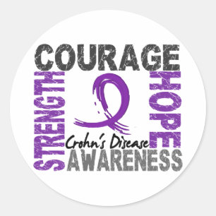 Strength Courage Hope Crohn's Disease Classic Round Sticker