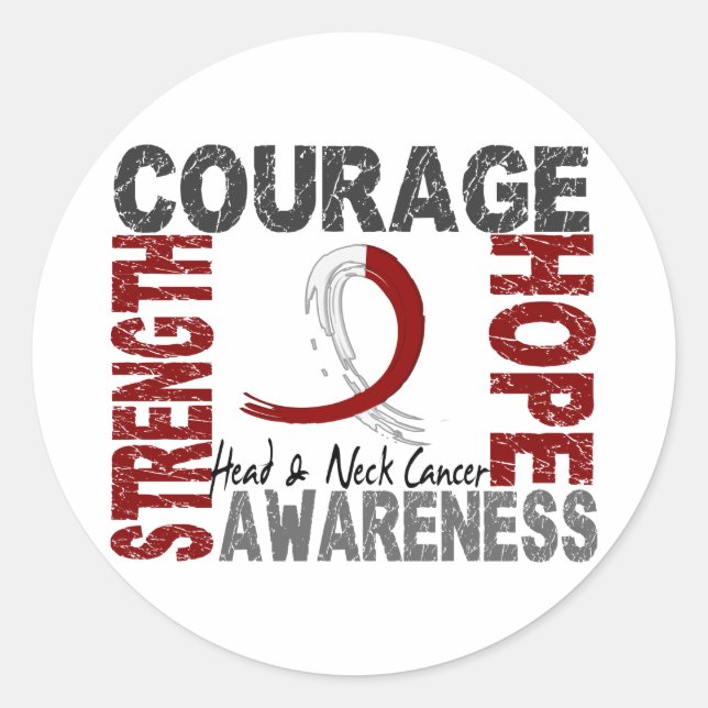 Strength Courage Hope Head Neck Cancer Classic Round Sticker (Front)