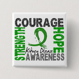 Strength Courage Hope Kidney Disease 2 Inch Square Button