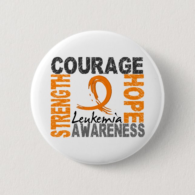 Strength Courage Hope Leukaemia 2 Inch Round Button (Front)