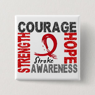 Strength Courage Hope Stroke 2 Inch Square Button