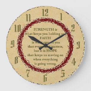 Strength, Faith and Hope Large Clock