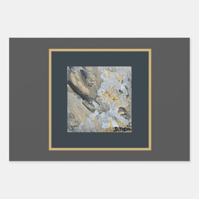 Strength Flat Wrapping Papers in Greys and Gold  Wrapping Paper Sheet (Front 3)