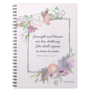 Strength & Honour Proverbs 31 Pastel Floral Frame Notebook
