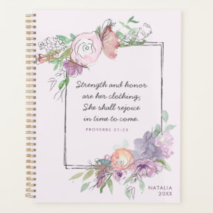 Strength & Honour Proverbs 31 Purple Floral Frame Planner