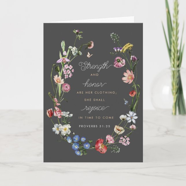 Strength & Honour Proverbs 31 Wildflowers Encourag Card (Front)
