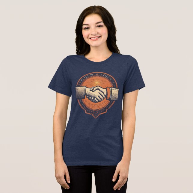Strength in Unity - Clasped Hands T-Shirt Design Tri-Blend Shirt (Front Full)