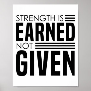Strength Is Earned - Bodybuilding Caption Poster