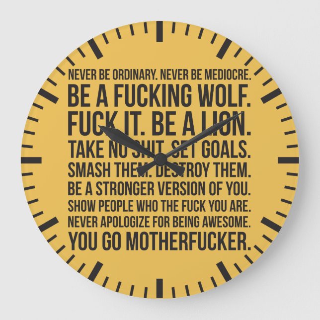 Strength Motivation - Never Be Ordinary Shirt Large Clock (Front)