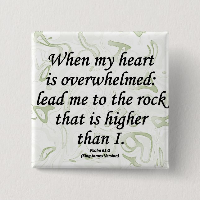 Strength Psalm 61-2 2 Inch Square Button (Front)