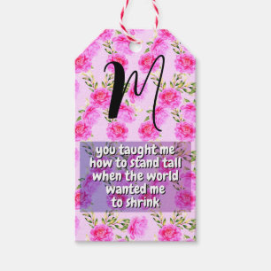 Strength Sister Quote & Monogram Floral Friend Gift Tags