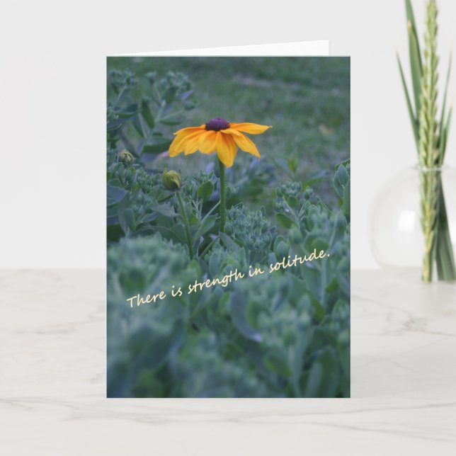 Strength solitude yellow flower quote card (Front)
