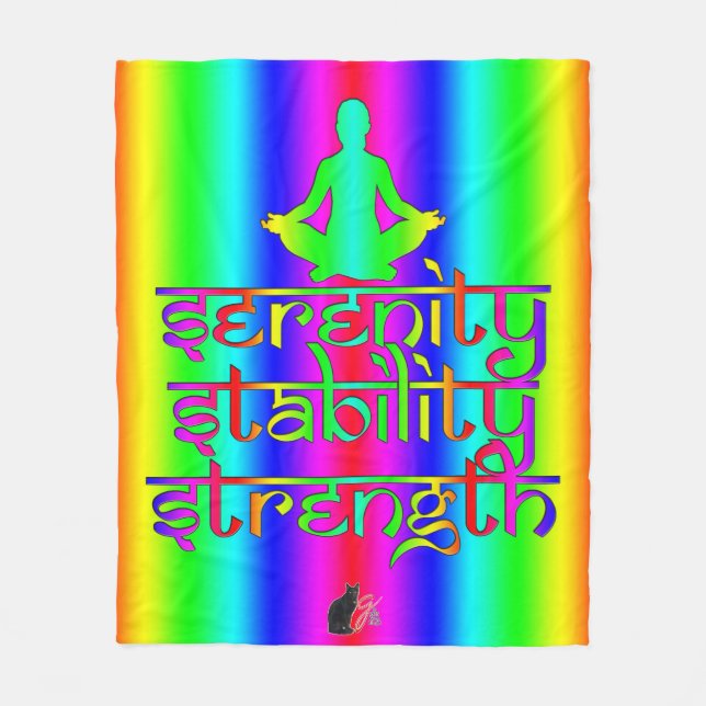 Strength Stability Serenity Rainbow Intentions Fleece Blanket (Front)