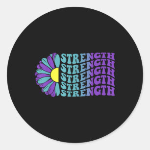 Strength, Suicide Awareness Sunflower  Classic Round Sticker