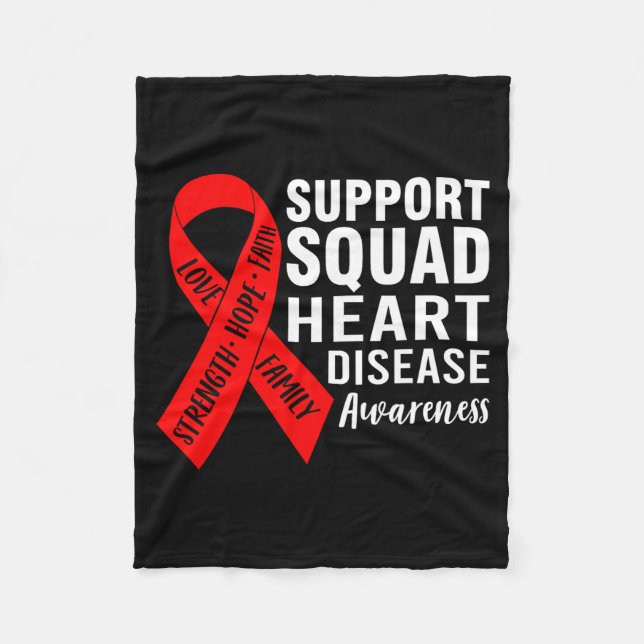 Strength Support Squad Heart Disease Awareness Red Fleece Blanket (Front)